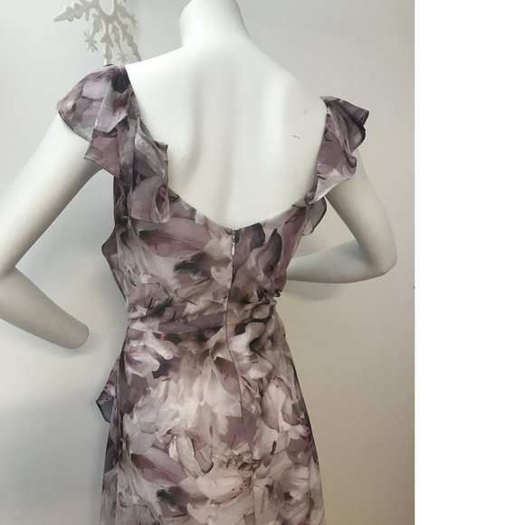 NWT CANADA made Le Chateau PLUS SIZE Chiffon Lavender Purple White Ruffle Dress - Picture 6 of 13